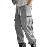 Men's Solid Corduroy Loose Pocket Cargo Pants 01308501Y