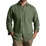 Men's Casual Solid Color Chest Pocket Long Sleeve Shirt 71887713Y