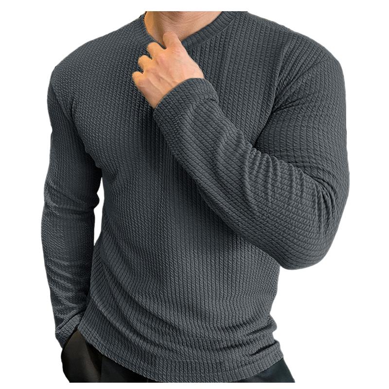 Men's Casual Simple Pullover Knitted Bottoming Shirt　44440745F