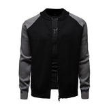 Men's Casual Colorblock Baseball Collar Loose Zipper Knit Cardigan 29510567M