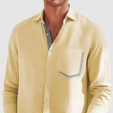 Men's Color Block Lapel Long Sleeve Shirt 83955421Y