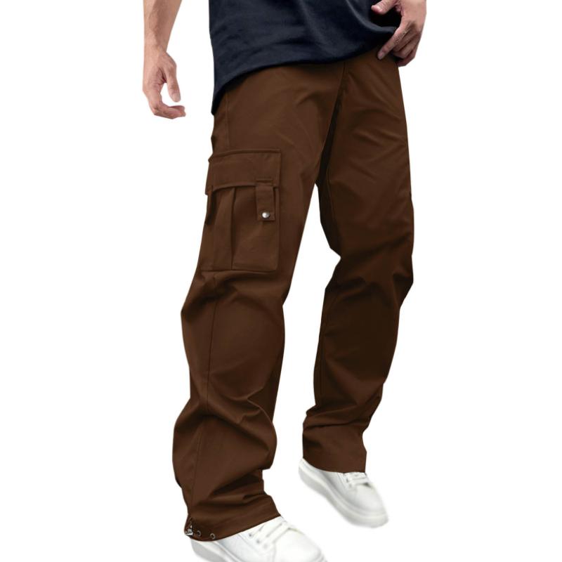 Pantalones de trabajo casuales, holgados, con múltiples bolsillos y cordón y cintura elástica para hombre 41029937M