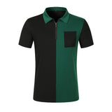 Men's Color Block Zip Collar Short Sleeve Polo Shirt 19802189Y