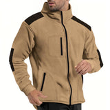 Men's Colorblock Polar Fleece Lapel Long Sleeve Zipper Outdoor Jacket 13105991Z