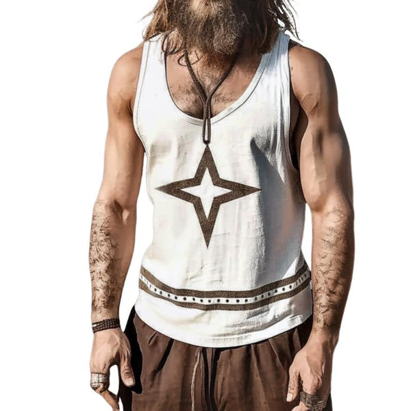 Men's Retro Ethnic Style Four-pointed Star Tank Top 88338735TO