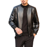 Men's Classic Casual Stand Collar Zipper Leather Jacket 12912787K