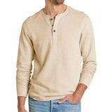 Men's Solid Color Henley Collar Long Sleeve Sweatshirt 29029887Y