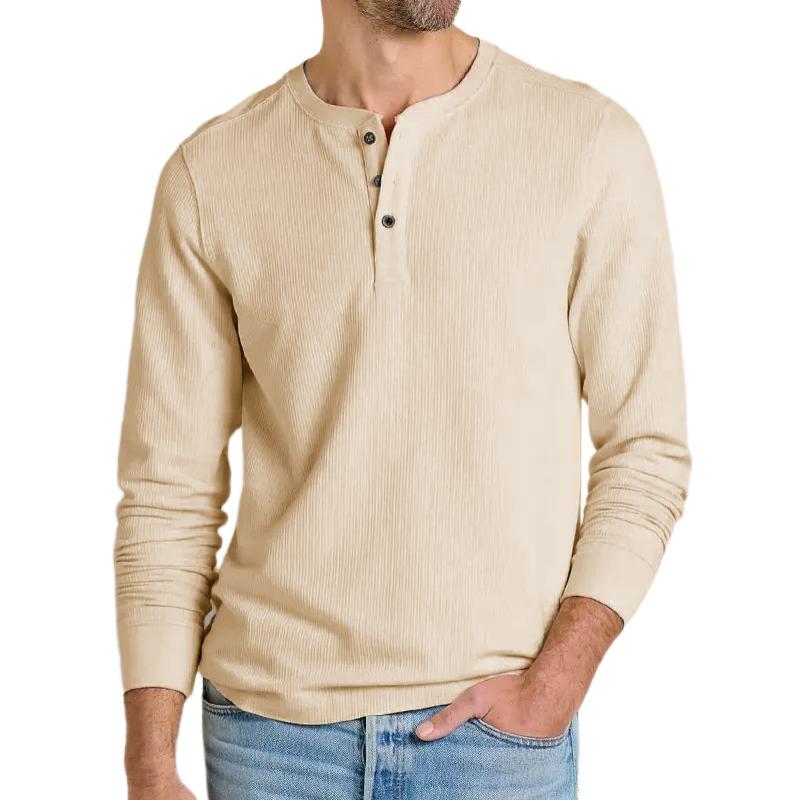 Men's Solid Color Henley Collar Long Sleeve Sweatshirt 29029887Y