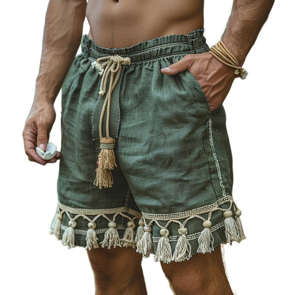 Men's Ethnic Graphic Lace-up Elastic Waist Casual Shorts 83301316Z