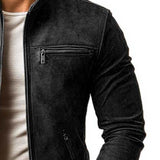 Men's Classic Casual Slim Fit Zipper Multi-Pocket Stand Collar Suede Jacket 21868311K