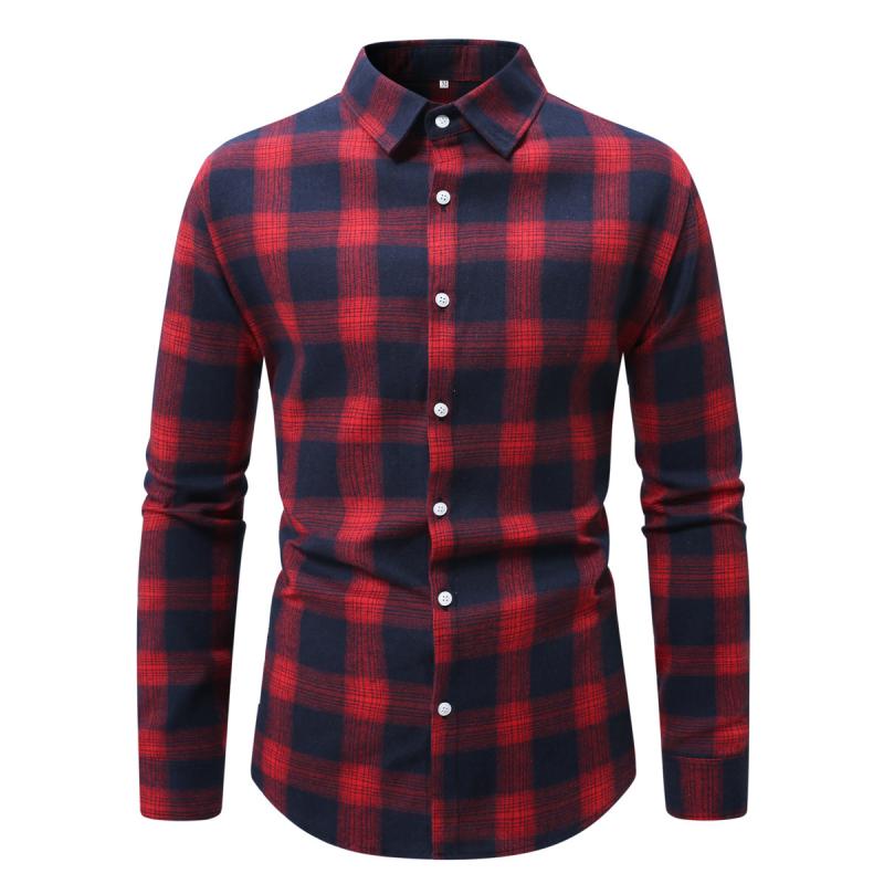 Men's Casual Plaid Long-Sleeved Shirt 14575054Y