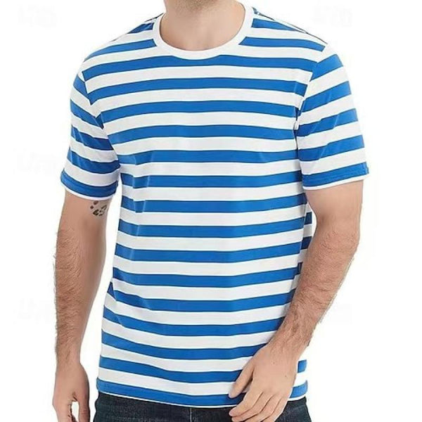 Men's Striped Round Neck Short Sleeve Casual T-shirt 87909292Z