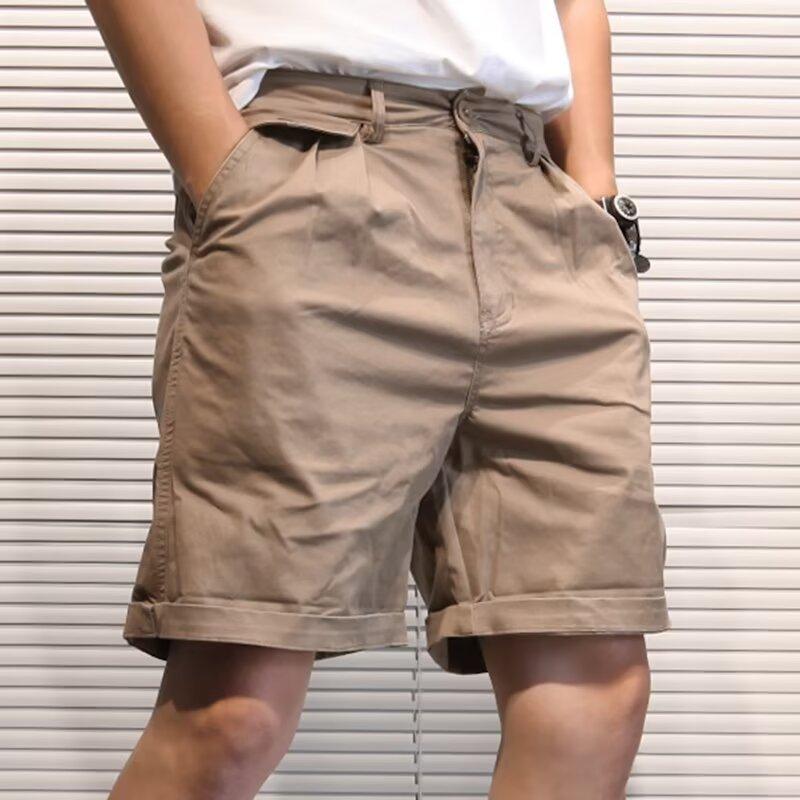 Men's Solid Color Straight Loose Cargo Shorts 15126980Z
