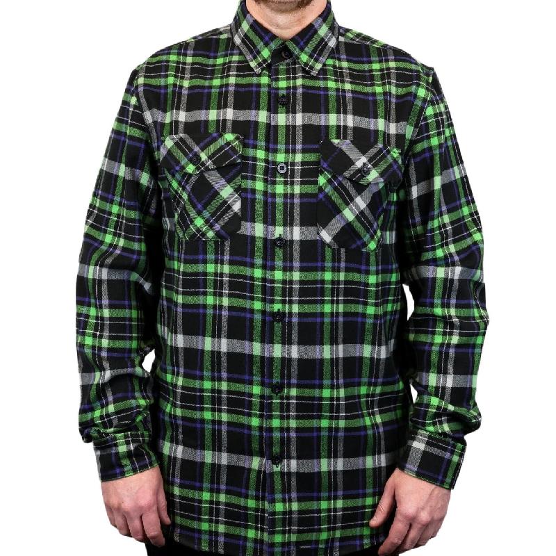 Men's Fashion Red and Green Plaid Lapel Long Sleeve Shirt 55166033F