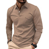 Men's Classic Long Sleeve Lapel Casual POLO Shirt 48604274F