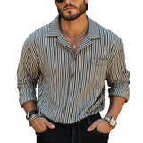 Men's Black and White Vertical Striped Long-sleeved Shirt 48367494U