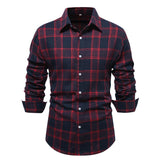 Men's Casual Brushed Plaid Long Sleeve Shirt 61107633Y