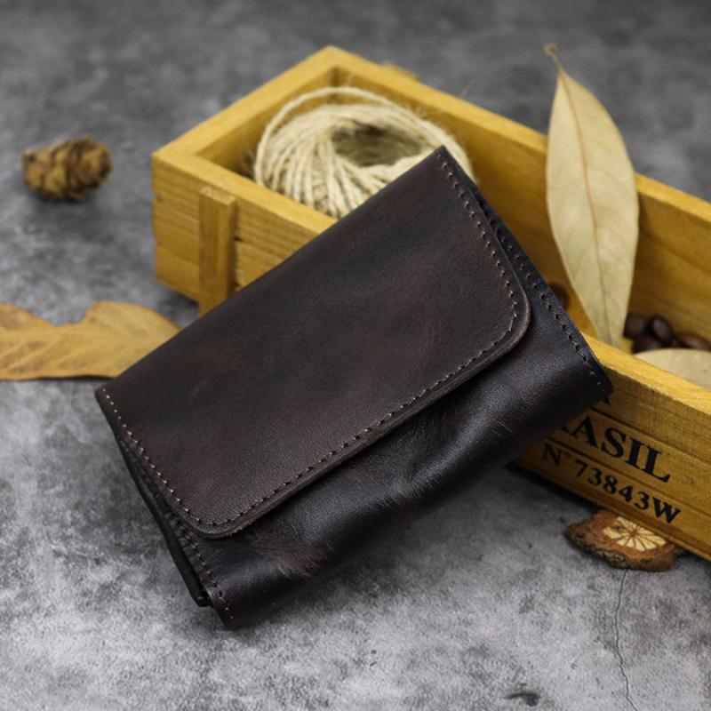 Men's Retro Distressed Washed Vegetable Tanned Cowhide Wallet 62091479M