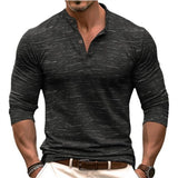Men's Solid Henley Collar Long Sleeve T-shirt 70175935Z