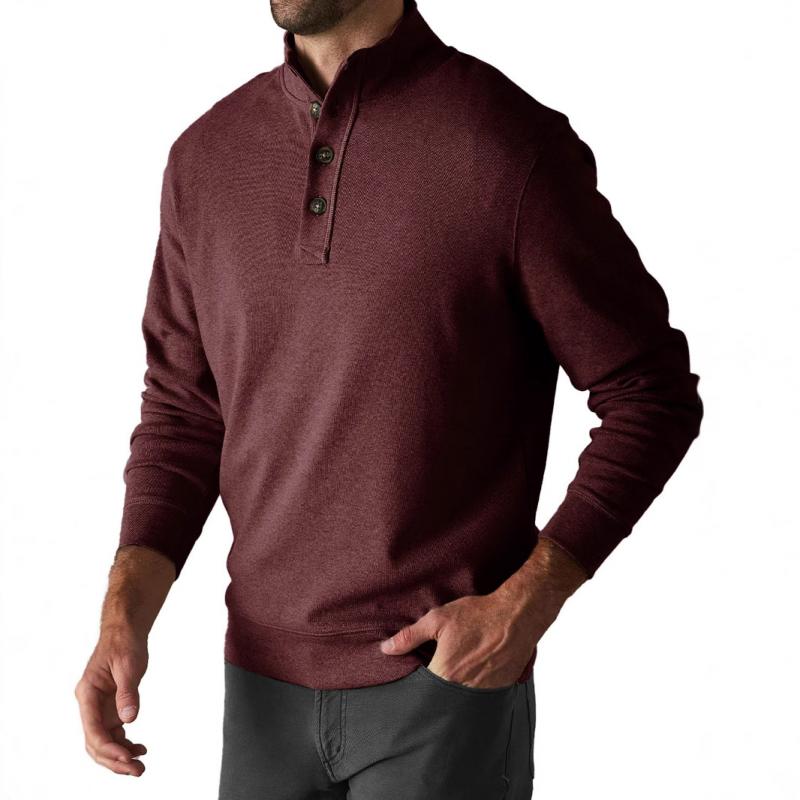 Men's Casual Solid Color Button Turtleneck Long Sleeve Sweatshirt 45488139Y