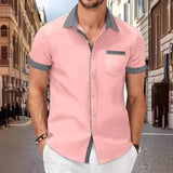 Men's Houndstooth Colorblock Short Sleeve Shirt 05906407Y
