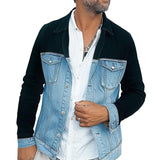 Men's Fashion Colorblock Denim Lapel Single Breasted Casual Jacket 86848127Z