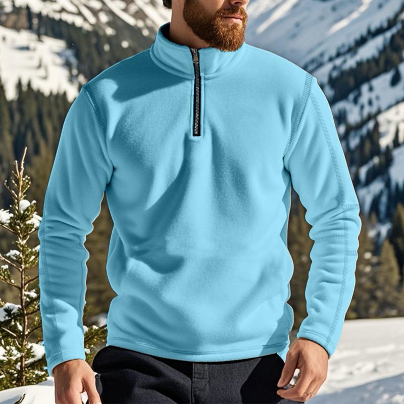 Men's Casual Outdoor Zipper Stand Collar Polar Fleece Pullover Sweatshirt 38767226M