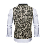 Men's Vintage Printed Shawl Collar Single Breasted Slim Vest (Shirt and Tie Excluded) 51704358M