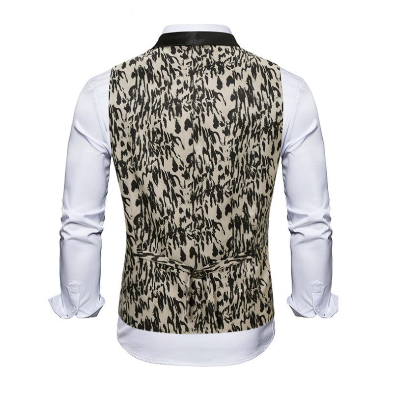 Men's Vintage Printed Shawl Collar Single Breasted Slim Vest (Shirt and Tie Excluded) 51704358M