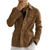 Men's Classic Vintage Multi-Pocket Suede Lapel Jacket 04853630F