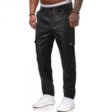 Men's Casual Solid Color Straight PU Leather Pants 18895970Y