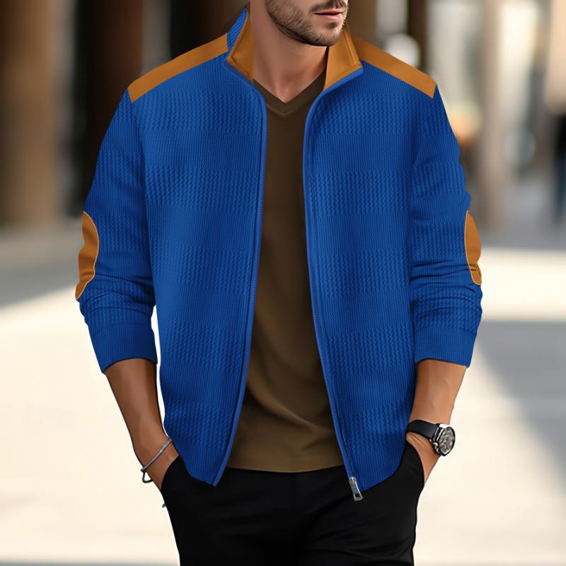 Men's Casual Colorblock Lapel Zipper Jacket 98580197X