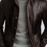 Men's Vintage Fashion Single-breasted Leather Jacket 17819888Y