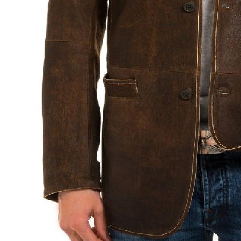 Men's Classic Blazer Collar Leather Jacket 32072595F