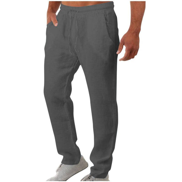 Men's Casual Breathable Cotton Linen Loose Elastic Waist Pants 71333821M