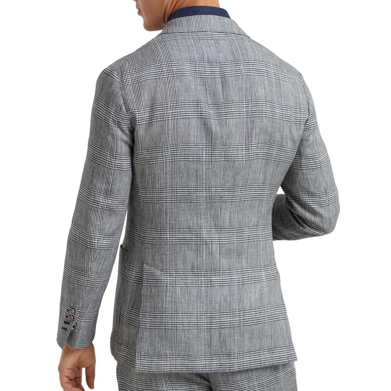 Men's Classic Lapel Double Breasted Slim Fit Check Blazer 65533240F