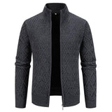 Men's Casual Jacquard Knit Stand Collar Cardigan 89756316Y