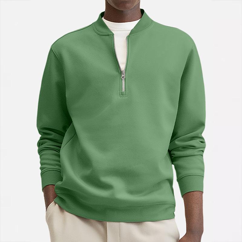 Men's Solid Color Loose Zipper Stand Collar Long Sleeve Casual Sweatshirt 24931941Z