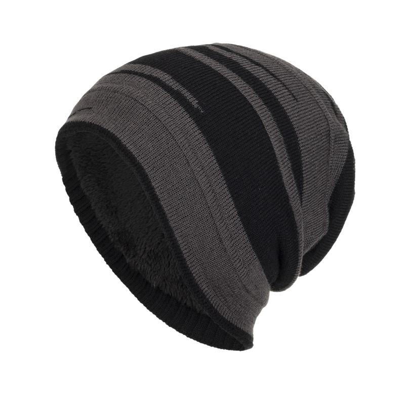 Men's Retro Colorblock Jacquard Plush Lining Warm Knitted Hat 15668282Y