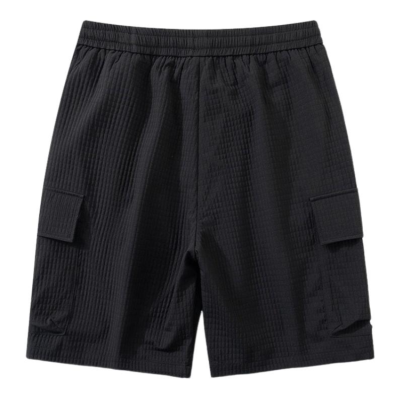 Men's Solid Color Waffle Sports Multi-Pocket Shorts 07707876Y