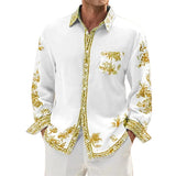 Men's Casual Hawaiian Print Long Sleeve Shirt 01869950X