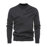 Men's Fashion 3D Rice Ear Jacquard Round Neck Pullover Knitted Sweater 89656527M