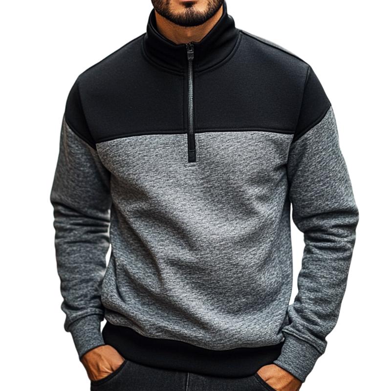 Men's Retro Casual Colorblock Stand Collar Sweatshirt 22438128TO