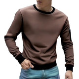 Men's Colorblock Polar Fleece Round Neck Long Sleeve Outdoor Casual Sweatshirt 17641777Z