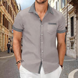 Men's Houndstooth Colorblock Short Sleeve Shirt 05906407Y