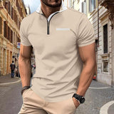 Men's Colorblock Waffle Stand Collar Short-Sleeved Polo Shirt 20197702Y