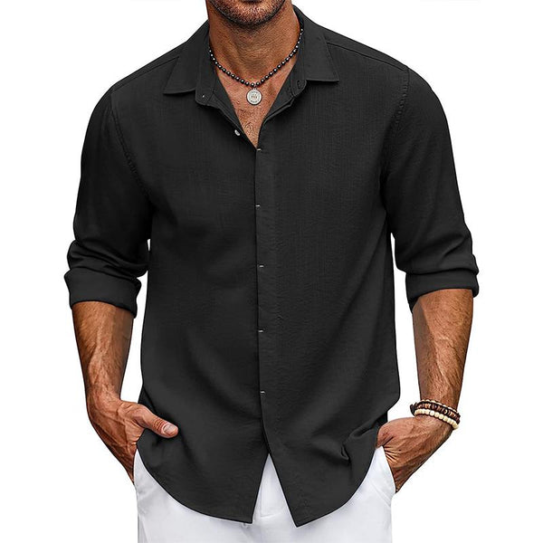 Men's Solid Loose Lapel Half Sleeve Casual Shirt 11755231Z