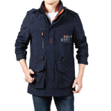 Men's Outdoor Leisure Mid-length Waterproof Breathable Hooded Jacket 69867917F