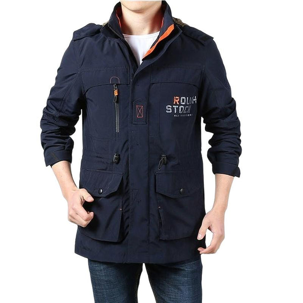 Men's Outdoor Leisure Mid-length Waterproof Breathable Hooded Jacket 69867917F