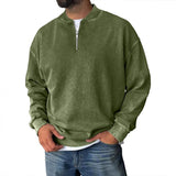 Men's Solid Color Loose Zipper Collar Long Sleeve Casual Sweatshirt 66642659Z